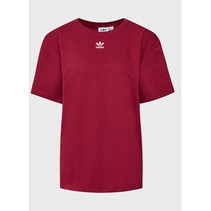 Czerwony t-shirt Adidas z okrągłym dekoltem