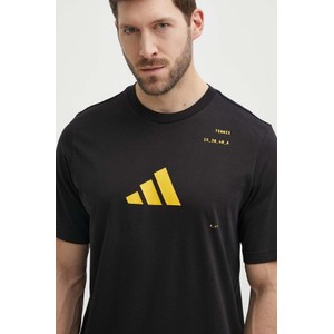 Czarny t-shirt Adidas Performance z bawełny z nadrukiem w sportowym stylu
