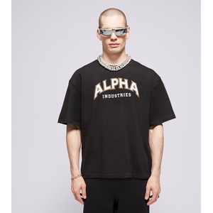 Czarny t-shirt Alpha Industries z krótkim rękawem