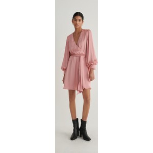 Różowa sukienka Reserved w stylu casual z tkaniny z długim rękawem