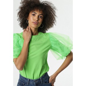 Zielona bluzka born2be z okrągłym dekoltem z krótkim rękawem
