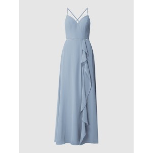 Niebieska sukienka Luxuar Fashion maxi z dekoltem w kształcie litery v na ramiączkach