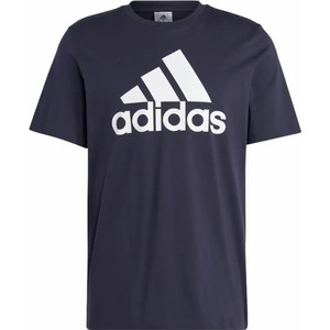 Granatowy t-shirt Adidas w sportowym stylu z dżerseju