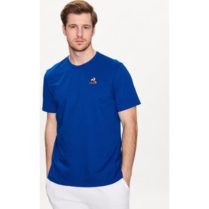 Niebieski t-shirt Le Coq Sportif z krótkim rękawem w stylu casual