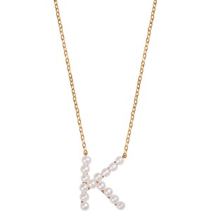 Pearls - Biżuteria Yes Naszyjnik srebrny pozłacany z perłami - litera K - Pearls