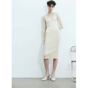 Sukienka H & M midi z długim rękawem z dekoltem w kształcie litery v