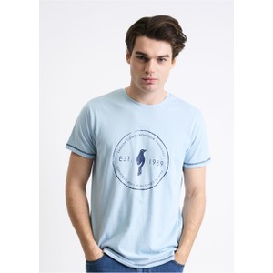 Niebieski t-shirt Ochnik w młodzieżowym stylu
