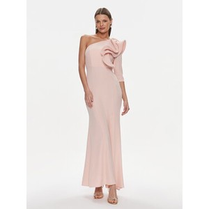 Różowa sukienka Rinascimento z okrągłym dekoltem prosta bez rękawów