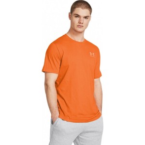 Pomarańczowy t-shirt Under Armour z nadrukiem w sportowym stylu z bawełny
