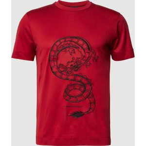 Czerwony t-shirt Emporio Armani w młodzieżowym stylu z krótkim rękawem