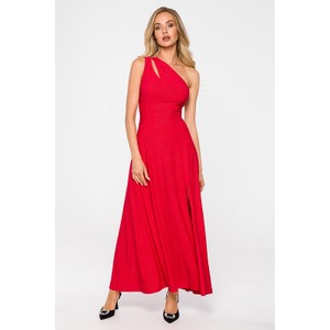 Czerwona sukienka Limango Polska z dekoltem w kształcie litery v maxi