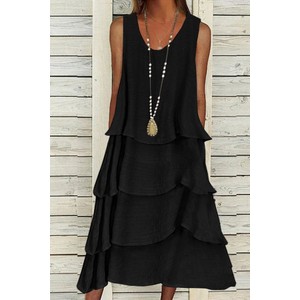Czarna sukienka IVET w stylu casual z tkaniny z dekoltem w kształcie litery v