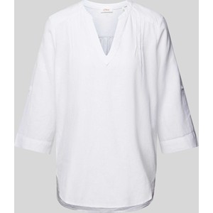 Bluzka S.Oliver z dekoltem w kształcie litery v z lnu w stylu casual
