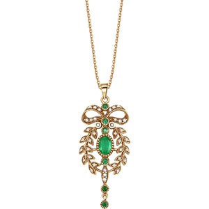 Wiktoriańska - Biżuteria Yes Zawieszka złota ze szmaragdami, diamentami i perłami - Kolekcja Wiktoriańska