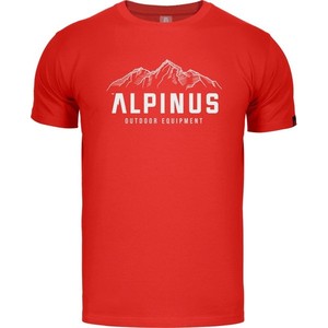 Czerwony t-shirt Alpinus z krótkim rękawem w młodzieżowym stylu
