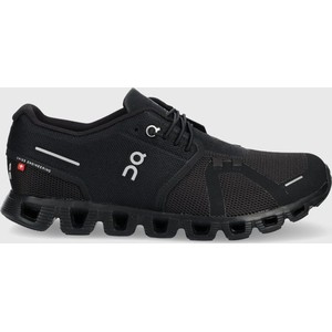 Czarne buty sportowe On-running w sportowym stylu sznurowane z płaską podeszwą