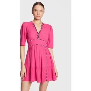 Różowa sukienka ba&sh z dekoltem w kształcie litery v mini w stylu casual