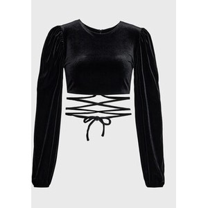Czarna bluzka Undress Code z długim rękawem z okrągłym dekoltem