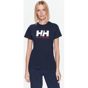 Granatowy t-shirt Helly Hansen z krótkim rękawem z okrągłym dekoltem