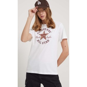 T-shirt Converse w młodzieżowym stylu z nadrukiem z okrągłym dekoltem