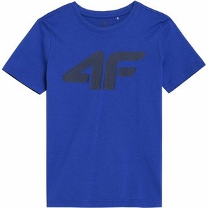 Niebieska koszulka dziecięca 4F z krótkim rękawem z tkaniny dla chłopców
