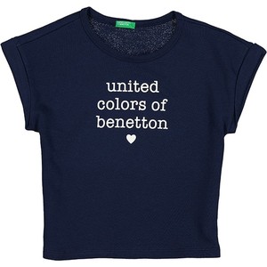 Granatowa bluzka dziecięca United Colors Of Benetton z bawełny dla dziewczynek