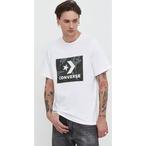 T-shirt Converse z bawełny z krótkim rękawem w młodzieżowym stylu