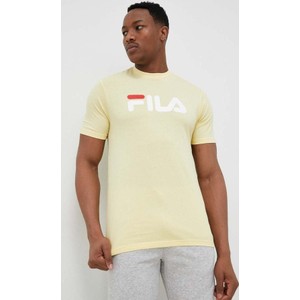 Żółty t-shirt Fila w sportowym stylu z krótkim rękawem