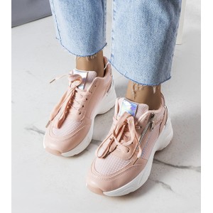 Różowe buty sportowe Gemre sznurowane z płaską podeszwą
