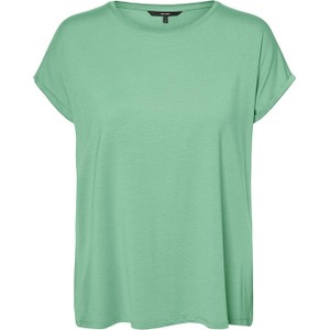 Zielony t-shirt Vero Moda z krótkim rękawem z okrągłym dekoltem
