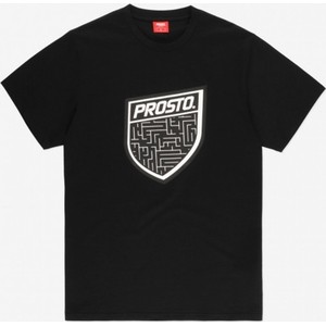 Czarny t-shirt Prosto. z żakardu w młodzieżowym stylu z nadrukiem