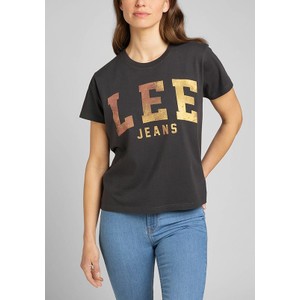 Czarny t-shirt Lee z bawełny w młodzieżowym stylu z krótkim rękawem