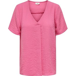 Różowa bluzka JDY w stylu casual z krótkim rękawem