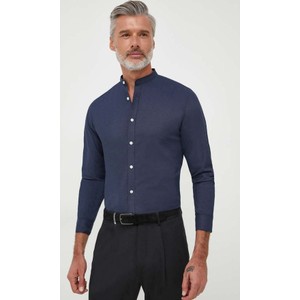 Granatowa koszula answear.com z długim rękawem ze stójką w stylu casual