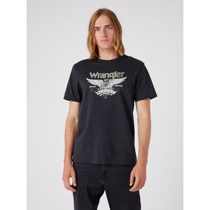 Czarny t-shirt Wrangler w młodzieżowym stylu z krótkim rękawem