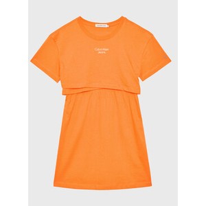Pomarańczowa sukienka dziewczęca Calvin Klein z jeansu