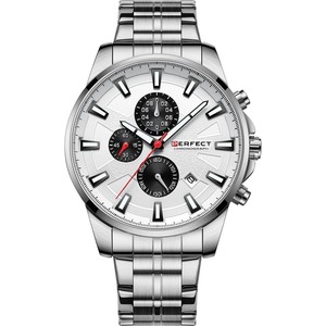 Merg Srebrny zegarek męski bransoleta duży solidny Perfect M503 szary, srebrny
