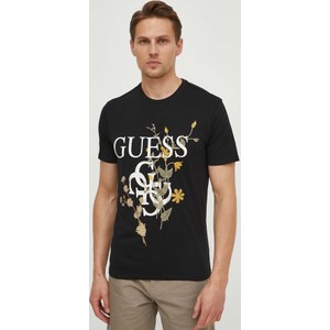 T-shirt Guess z bawełny z krótkim rękawem z nadrukiem