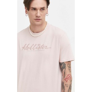 Różowy t-shirt Hollister Co. z bawełny