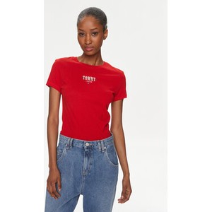 Czerwony t-shirt Tommy Jeans z okrągłym dekoltem
