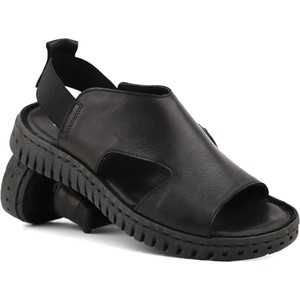 Czarne sandały Manitu na obcasie w stylu casual