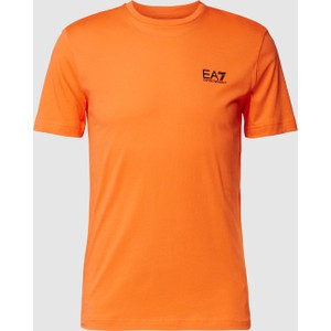 Pomarańczowy t-shirt Emporio Armani w stylu casual z krótkim rękawem z bawełny
