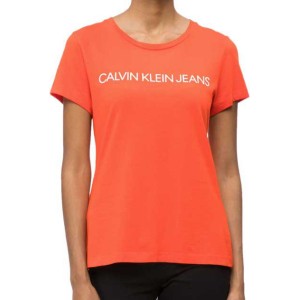 Pomarańczowy t-shirt Calvin Klein z bawełny