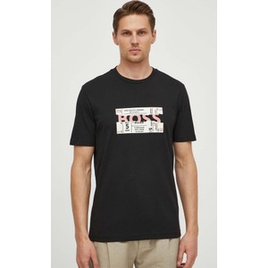 Czarny t-shirt Hugo Boss w młodzieżowym stylu z bawełny z krótkim rękawem