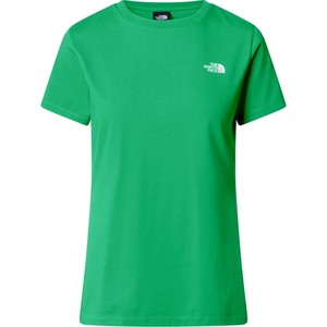 Zielony t-shirt The North Face z okrągłym dekoltem z krótkim rękawem z bawełny