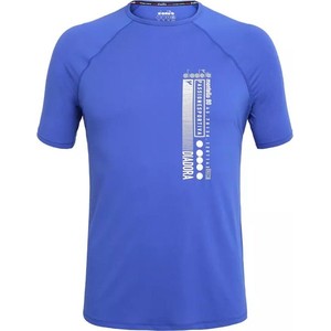 Niebieski t-shirt Diadora w sportowym stylu z krótkim rękawem
