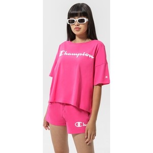 Różowy t-shirt Champion z okrągłym dekoltem
