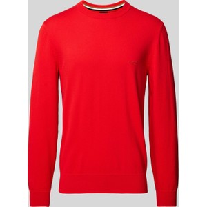 Czerwony sweter Hugo Boss z okrągłym dekoltem w stylu casual z bawełny