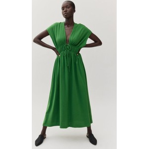 Zielona sukienka H & M z krótkim rękawem w stylu casual z dekoltem w kształcie litery v