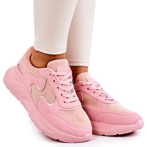 Różowe buty sportowe Ps1 w sportowym stylu z płaską podeszwą sznurowane